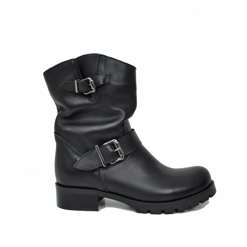 Stivali Donna Police Neri Biker Boots in Pelle Made in Italy