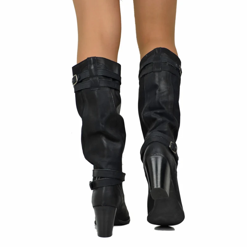 Stivali Donna in Vera Pelle Nabuk Neri Made in Italy