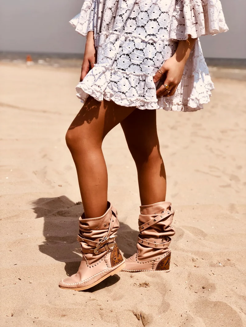 Indianini Cipria Ibiza in Vera Pelle con Fibbie KikkiLine