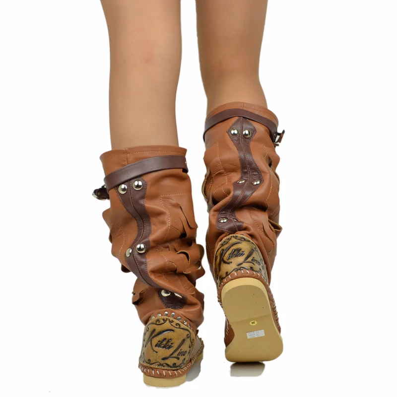 Indianini Ibiza Boho Vera Pelle Marrone e Cuoio Made in Italy