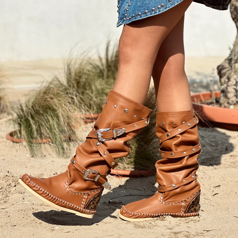 Indianini Ibiza in Vera Pelle Cuoio con Fibbie KikkiLine