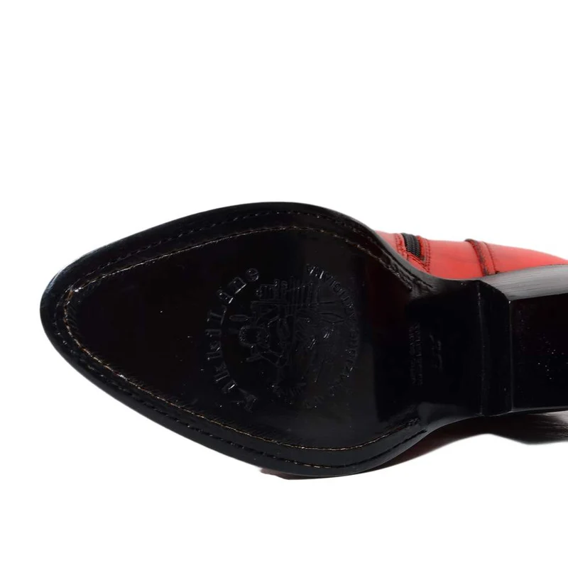 Stivaletti Texani Donna in Pelle Vintage Rossi Made in Italy