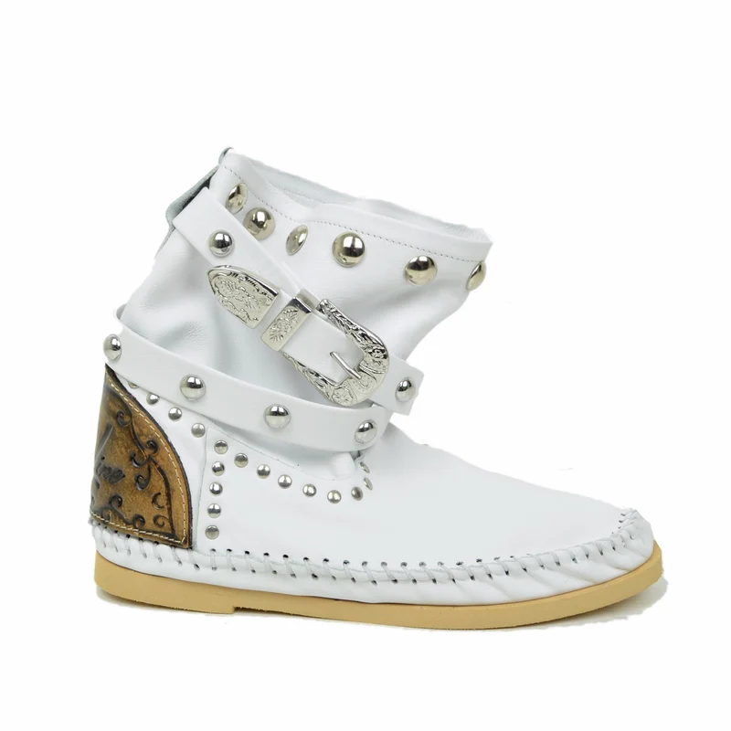 Indianini Bassi in Pelle Bianchi con Fibbie Originali KikkiLine