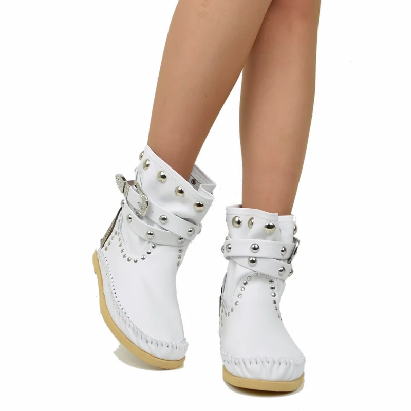 Indianini Bassi in Pelle Bianchi con Fibbie Originali KikkiLine
