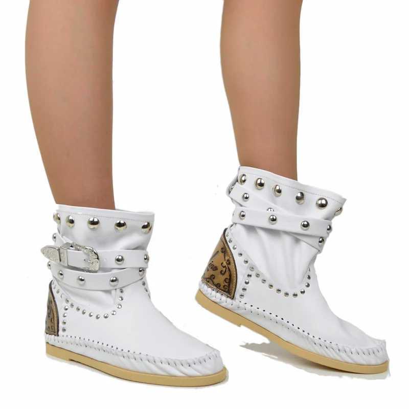 Indianini Bassi in Pelle Bianchi con Fibbie Originali KikkiLine