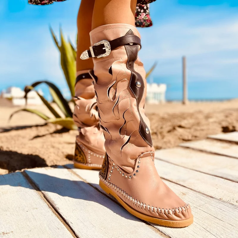 Indianini Ibiza Boho Vera Pelle Rosa e Cuoio Originali KikkiLine