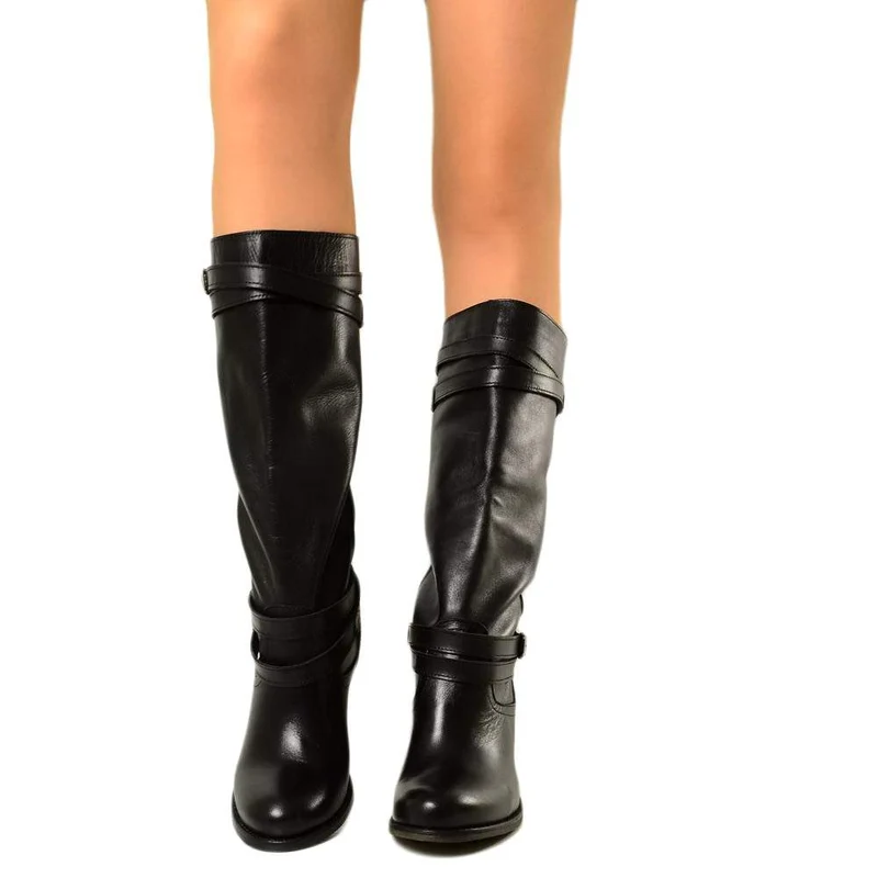 Stivali Donna in Vera Pelle Neri Made in Italy