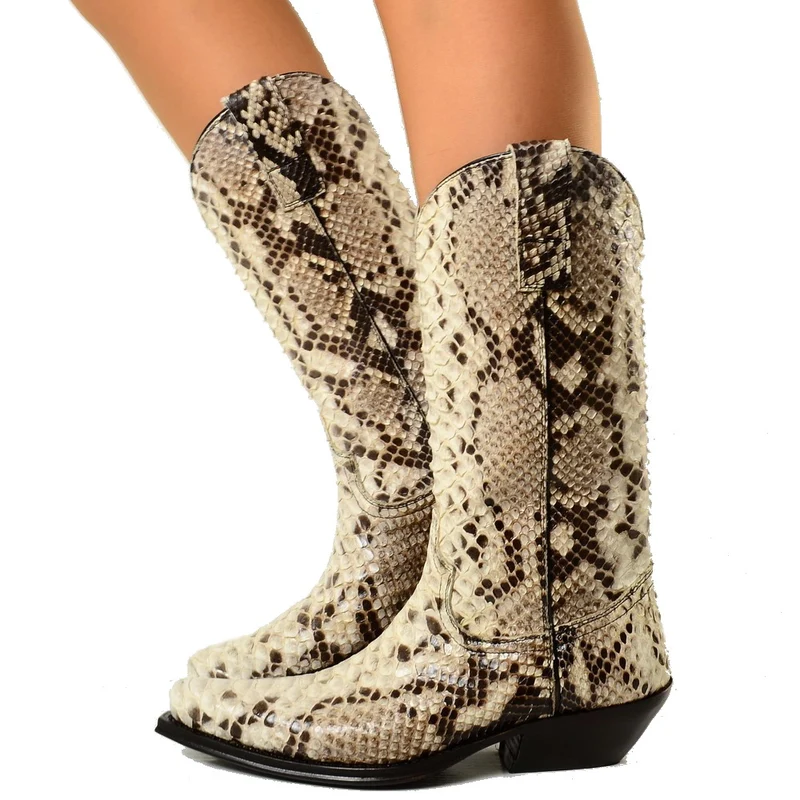 Texani Donna Cowboy in Vera Pelle di Pitone Made in Italy