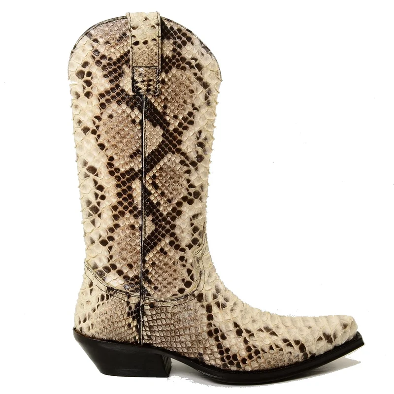 Texani Donna Cowboy in Vera Pelle di Pitone Made in Italy
