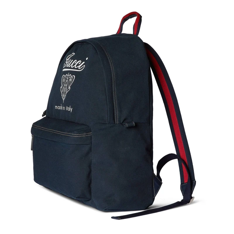 Gucci Rucksack Herren Bedruckter Canvas Rucksack Größe Medium Marineblau 821643 FAD79 4045