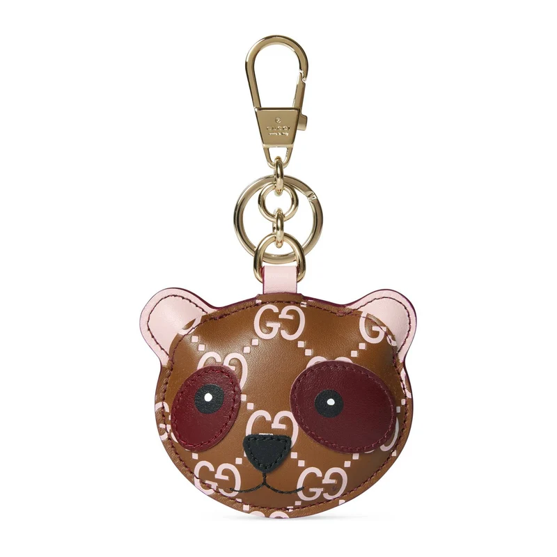 Gucci Taschenanhänger Unisex Panda Bag Charm Braun Rosa 821890-JAAKE-8148