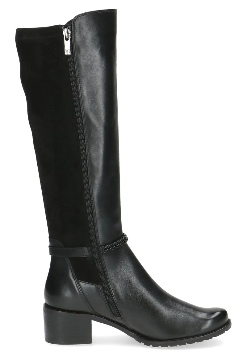 Damen Elegante Stiefel 9-25600-43 Schwarz 019 Black Comb Leder und Textil mit CAP Airmotion