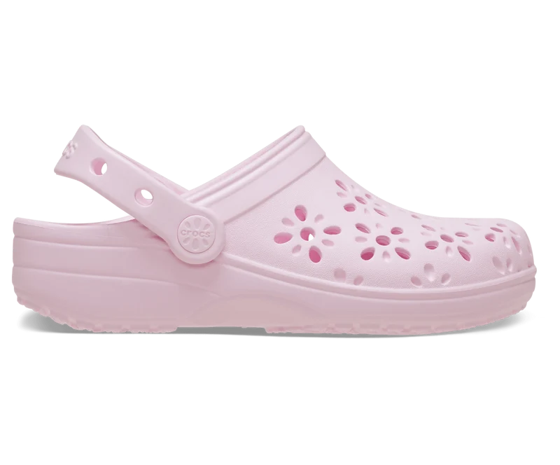 CROCS Kinder Clog mit Blumenmuster und Cut-Outs - Pink Milk