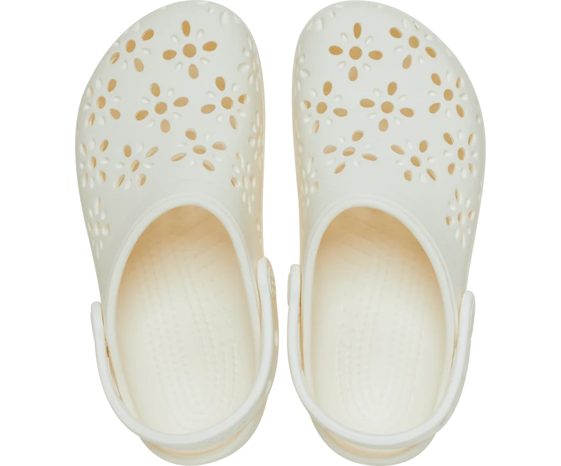 CROCS Kinder Clog mit Blumen-Ausschnitt - Kreide