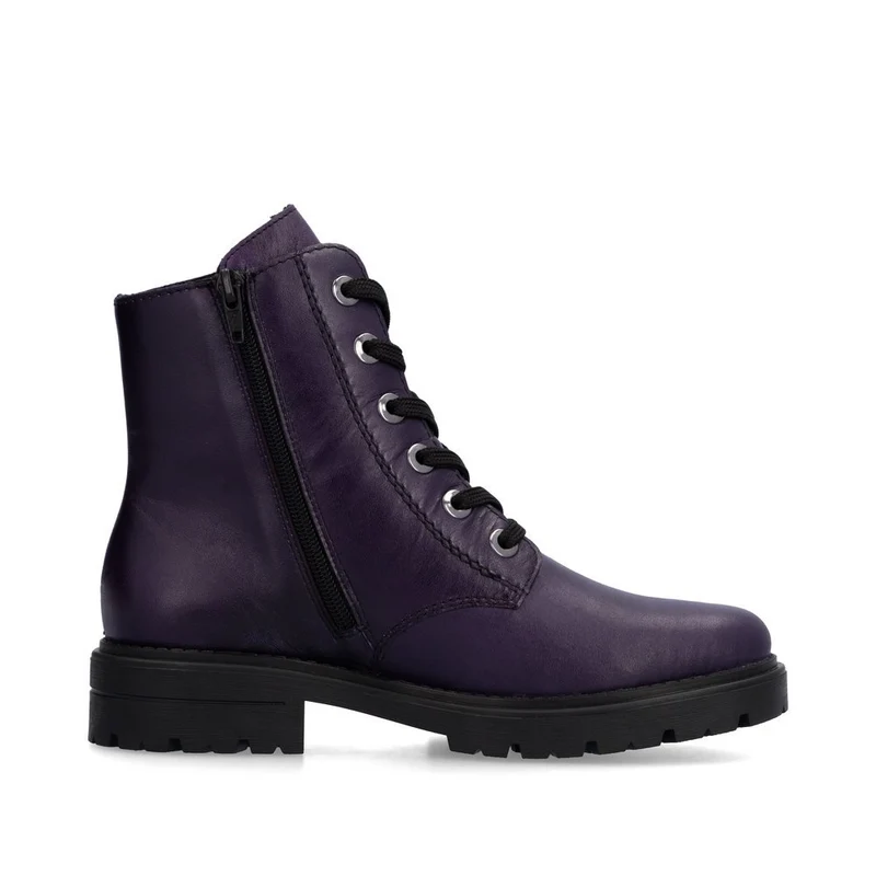 Rieker Modische Lederstiefeletten mit Fleecefutter für Damen - Lila