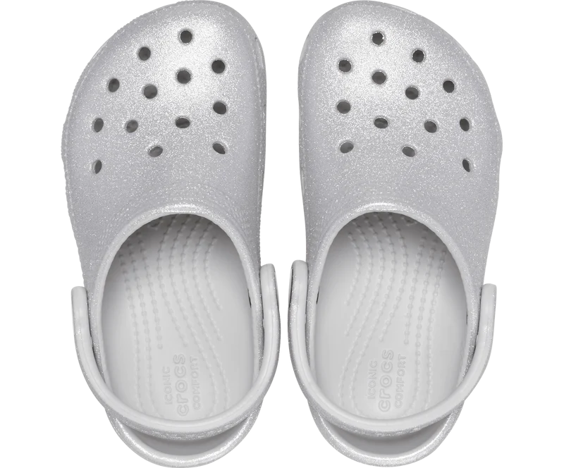 CROCS Klassischer Glitzer-Clog für Kinder - Silber