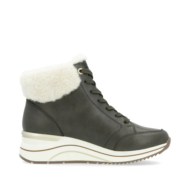 Remonte Damen-Stiefelette aus extra breitem Leder mit Fleecefutter - Grün