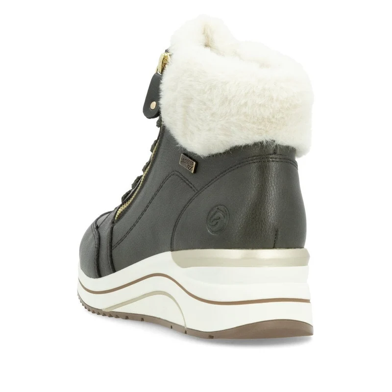 Remonte Damen-Stiefelette aus extra breitem Leder mit Fleecefutter - Grün
