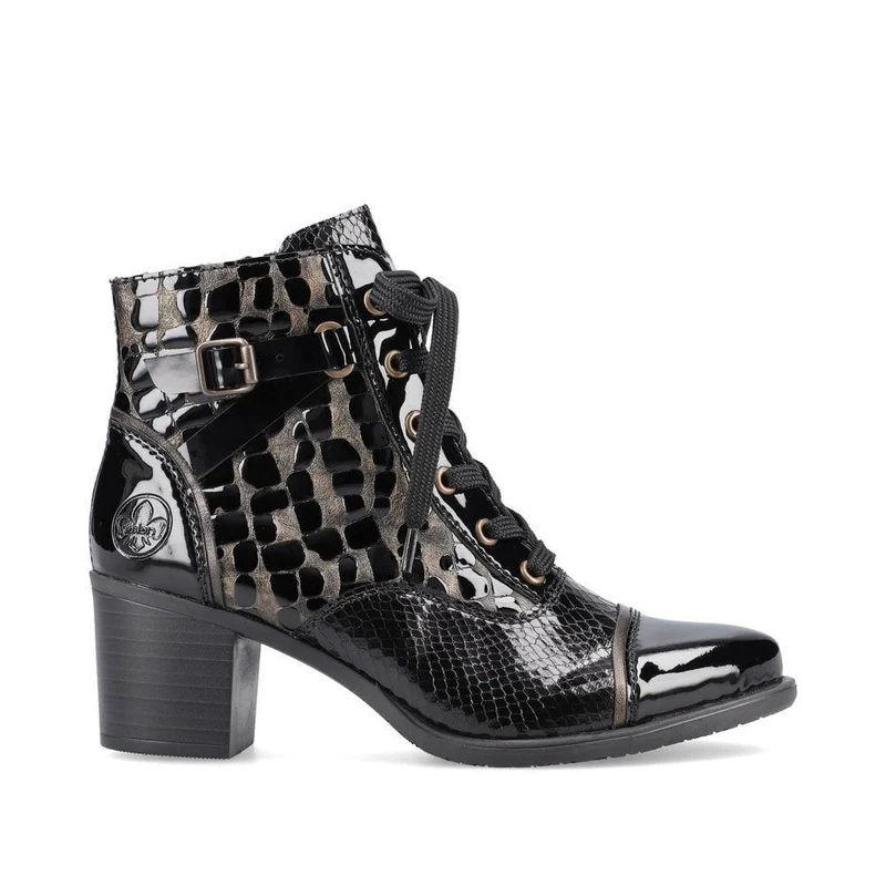 Rieker Damen-Stiefelette mit Fleece-Futter und Absatz - Schwarz