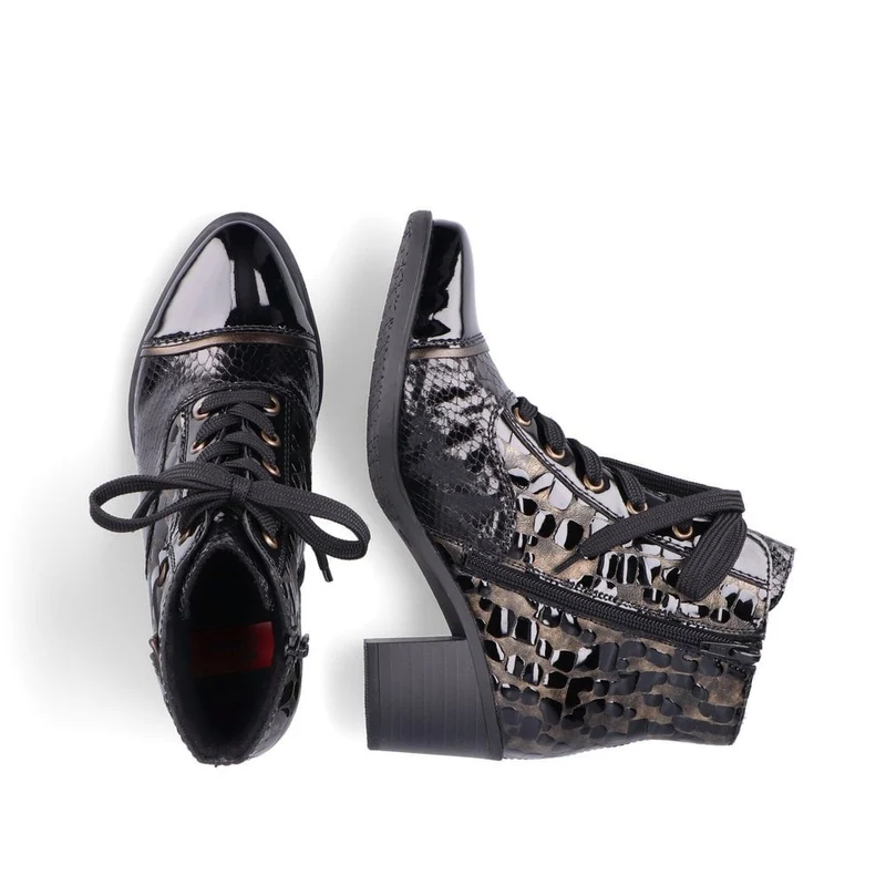 Rieker Damen-Stiefelette mit Fleece-Futter und Absatz - Schwarz