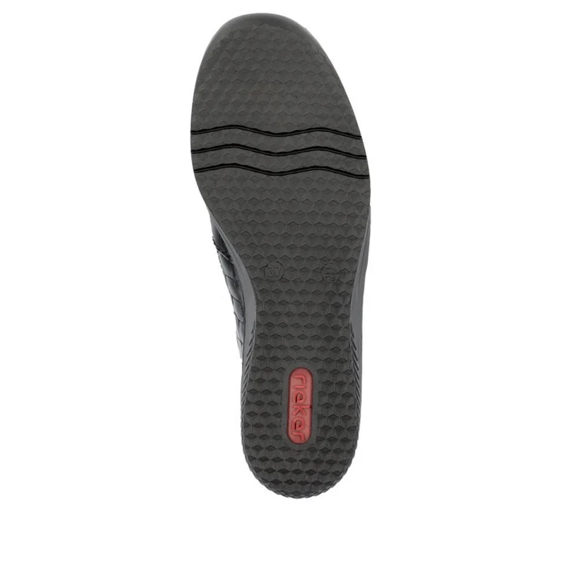 Rieker Loafer aus Leder für Damen mit Keilabsatz - Schwarz