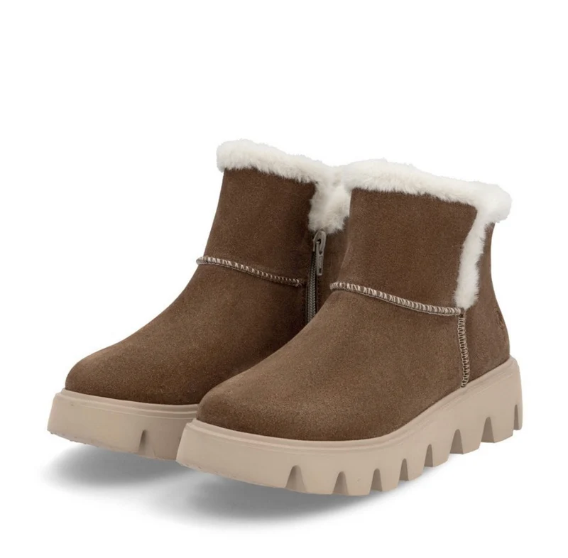 Rieker Damen-Stiefelette mit Lammfellfutter - Braun