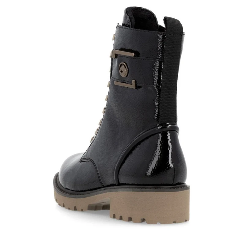 Remonte Damen-Stiefelette aus Lackleder mit Fleecefutter - Schwarz