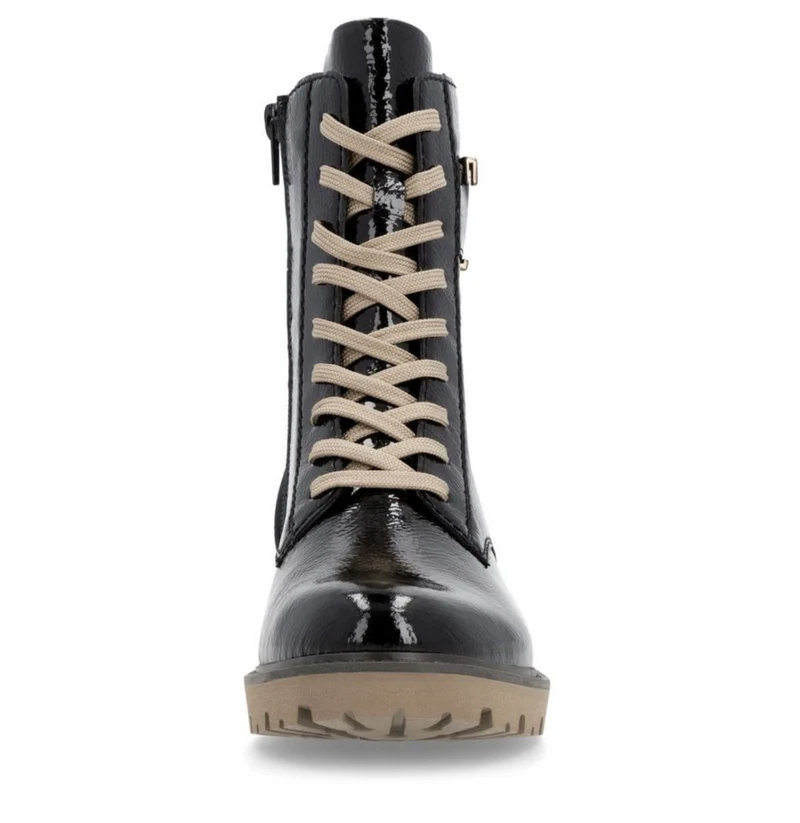 Remonte Damen-Stiefelette aus Lackleder mit Fleecefutter - Schwarz