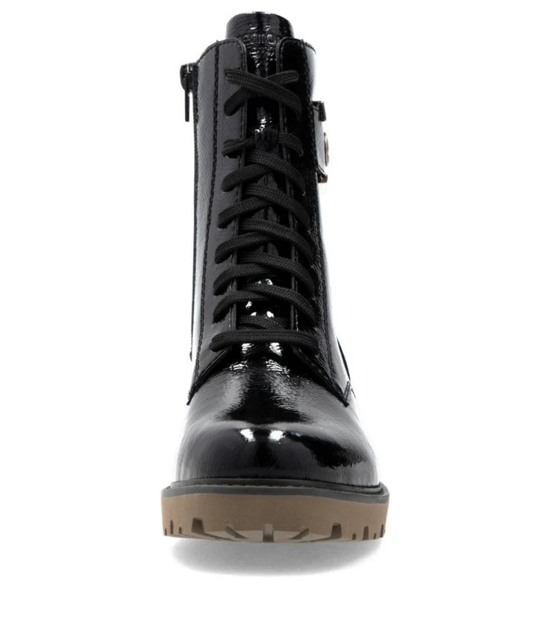 Remonte Damen-Stiefelette aus Lackleder mit Fleecefutter - Schwarz