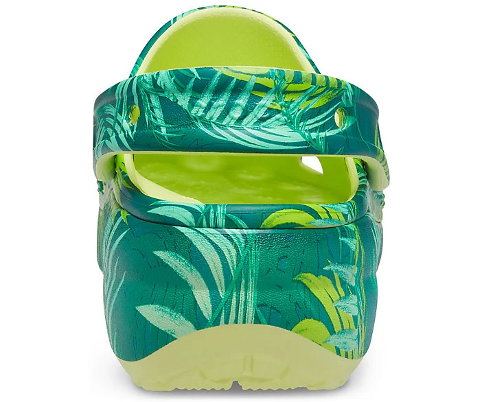 Crocs Klassischer Plateau-Clog für Damen - Tropisch / Grün