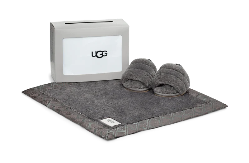 UGG Fluff Yeah Slide und Lovely Deckenset für Kleinkinder – Anthrazit