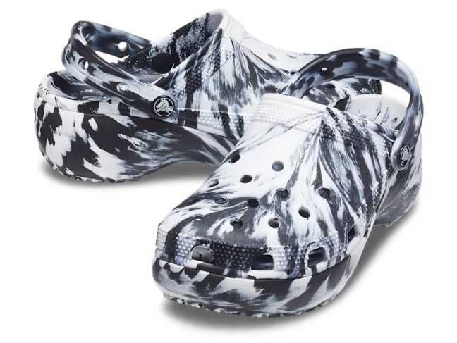 Crocs Unisex Classic Plateau Clog - Schwarz / Weiß
