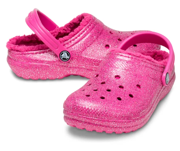 Crocs Klassisch gefütterter Glitzer-Clog für Kinder – Fuchsia Fun