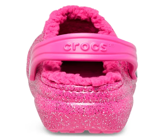 Crocs Klassisch gefütterter Glitzer-Clog für Kinder – Fuchsia Fun