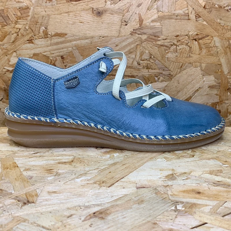 On Foot Damen Lederschuh - Jeans Blau