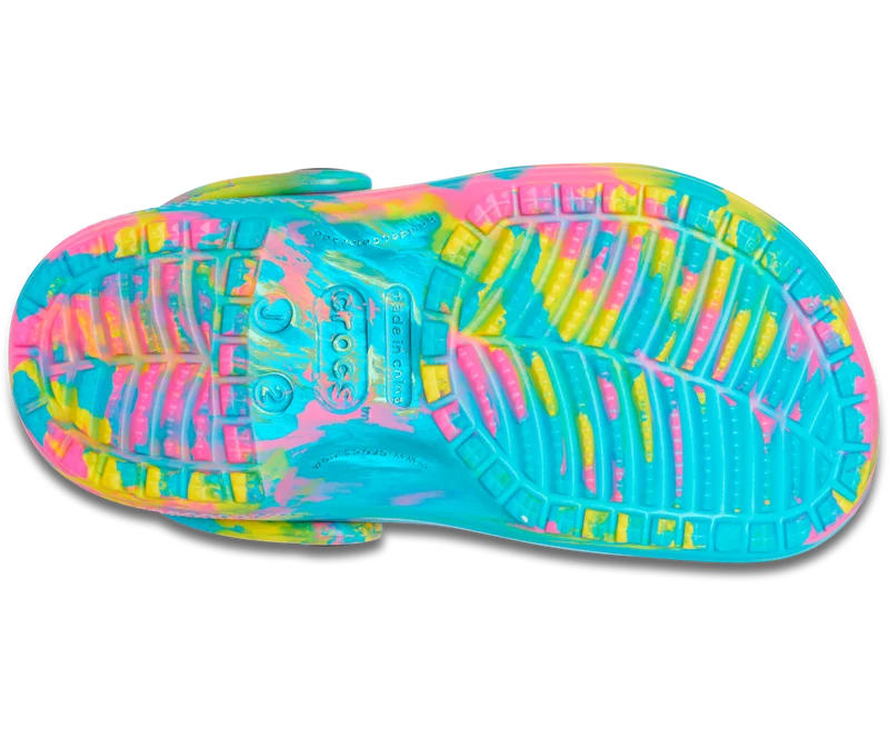 Crocs Klassischer marmorierter Kinder-Clog – Digital Aqua