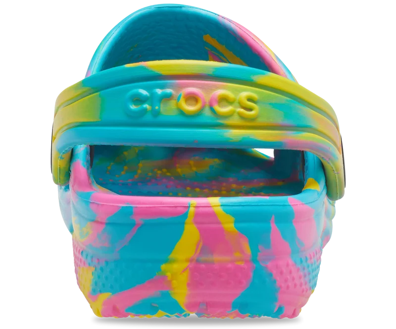 Crocs Klassischer marmorierter Kinder-Clog – Digital Aqua