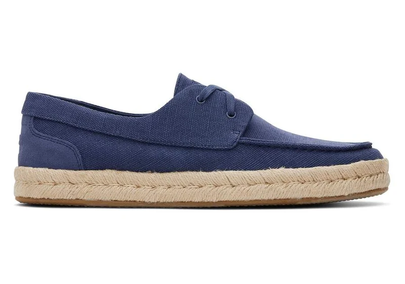 TOMS Herren Cabo Canvas Loafer mit Schnürung und Seilsohle - Kadettenblau