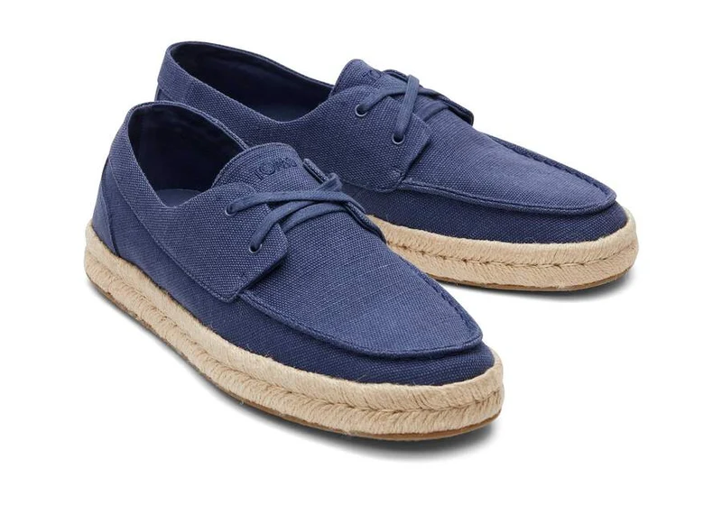 TOMS Herren Cabo Canvas Loafer mit Schnürung und Seilsohle - Kadettenblau