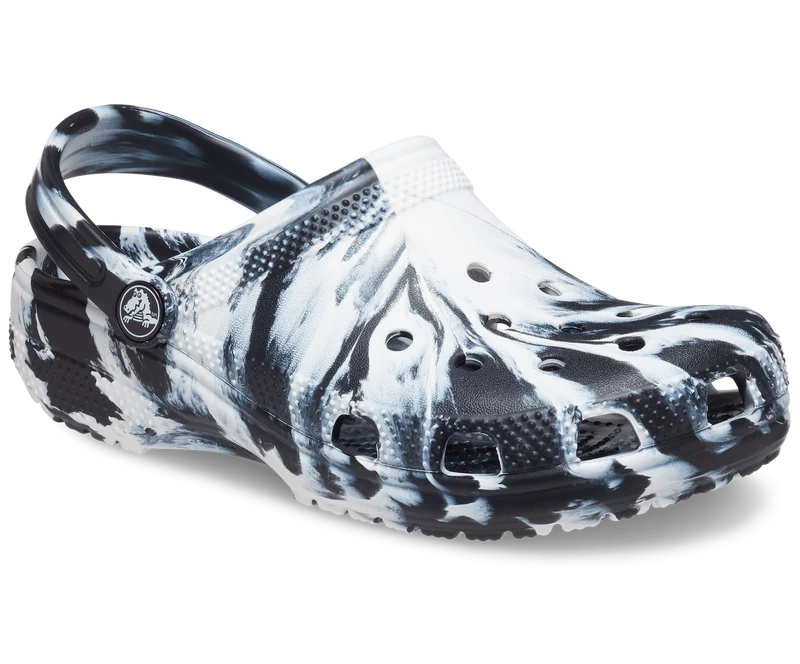 Crocs Klassischer marmorierter Kinder-Clog – Schwarz