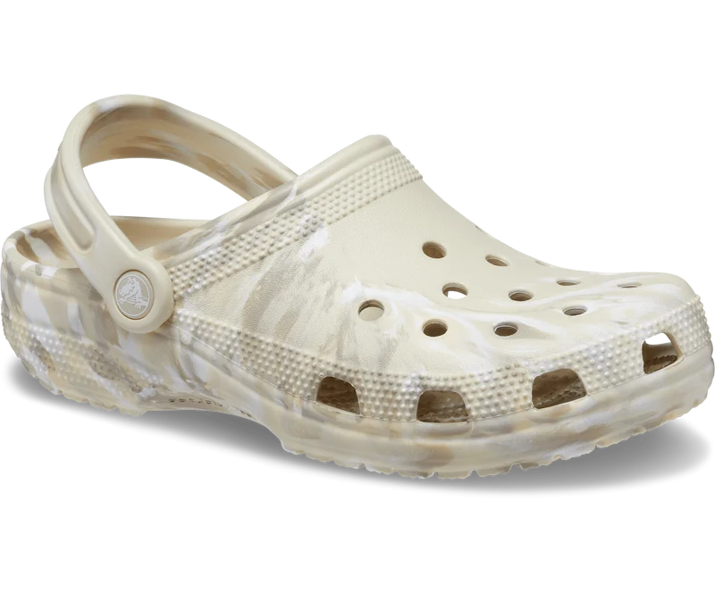 Crocs Klassischer Unisex-Marmor-Clog – Knochen