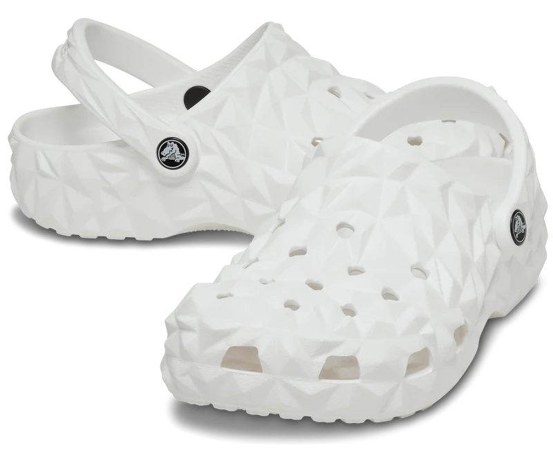 CROCS Klassischer Unisex-Clog mit geometrischem Muster – Weiß