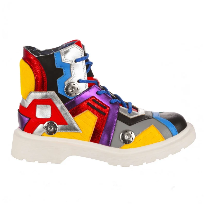 Irregular Choice Frauen Transformers Mehr als das Auge fassende Stiefel – Rot/Grau