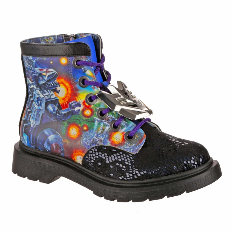 Irregular Choice Frauen Transformers Battle Ready Stiefelette – Schwarz / Blau