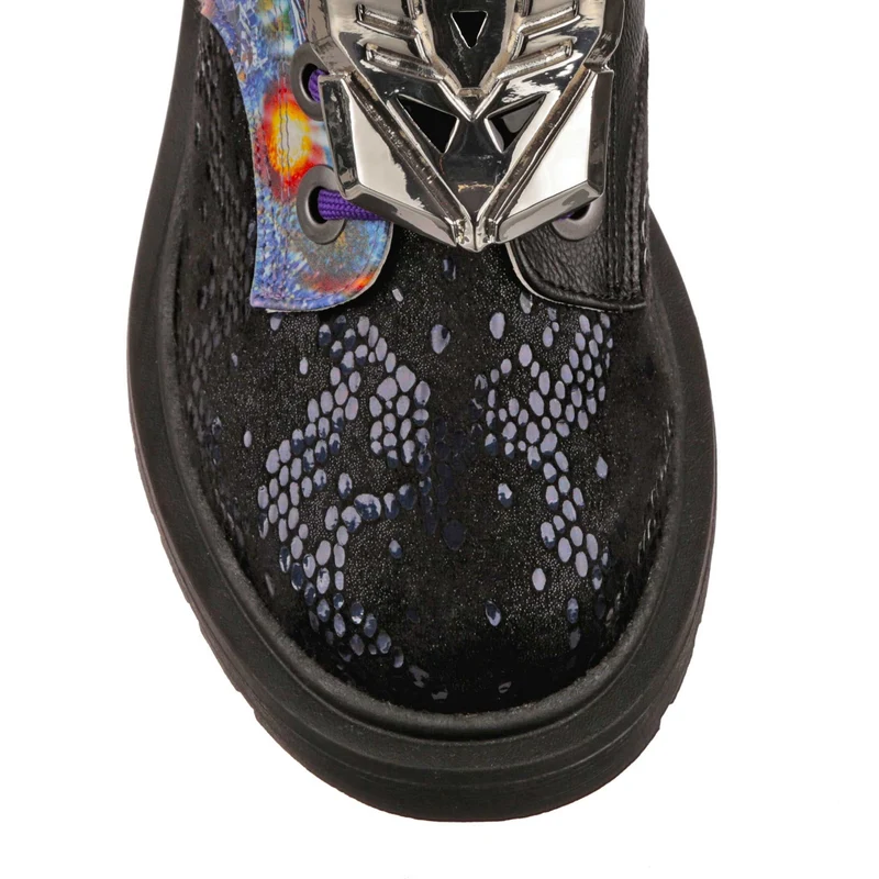 Irregular Choice Frauen Transformers Battle Ready Stiefelette – Schwarz / Blau