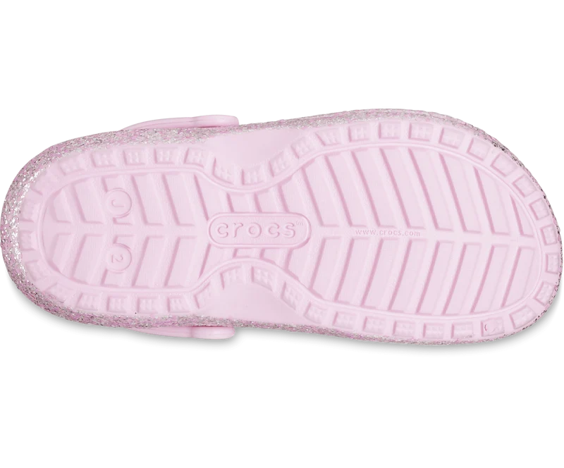 Crocs Klassisch gefütterter Glitzer-Clog für Kinder – Flamingo Pink