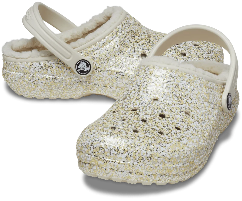 Crocs Klassisch gefütterter Glitzer-Clog für Kinder – Stucco