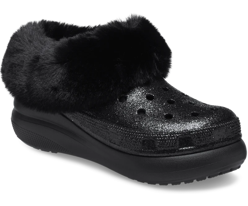 Crocs Unisex Furever Crush Glitzer Clog – Schwarz