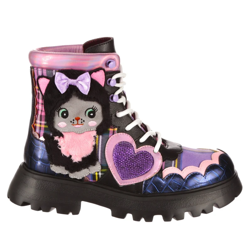 Irregular Choice Der süßeste Kitty-Stiefel für Damen – Schwarz