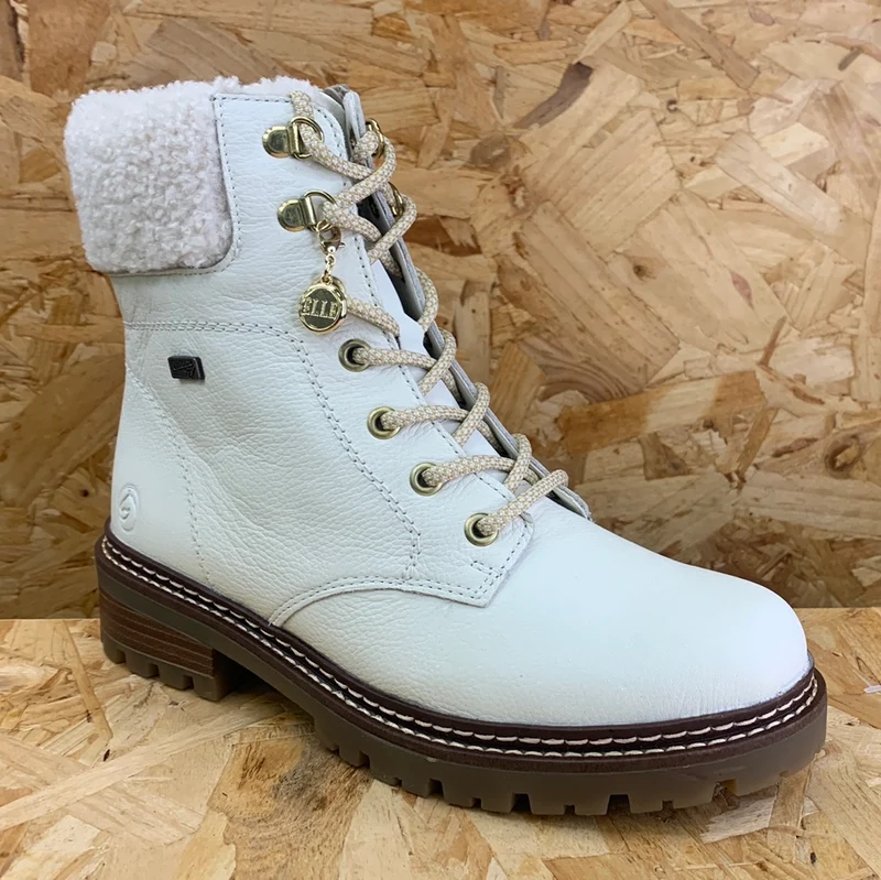 Remonte Damen-Stiefelette aus mit Lammwolle gefüttertem Leder – Weiß